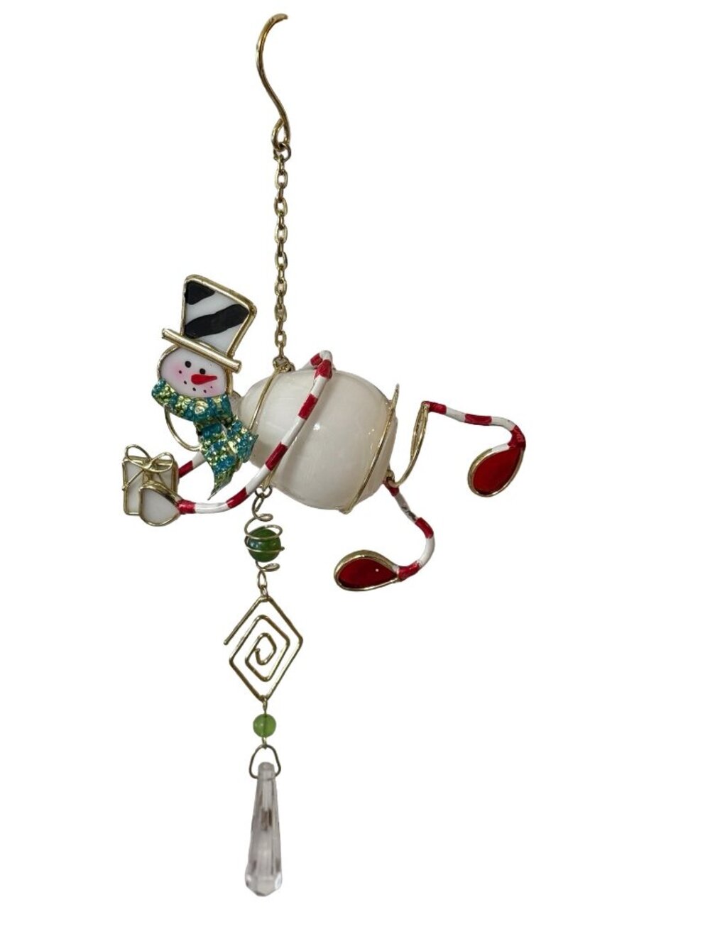 Vintage Stained Glass Snowman Ornament Suncatcher Hanging Christmas Decoration 1 - Picture 1 of 4